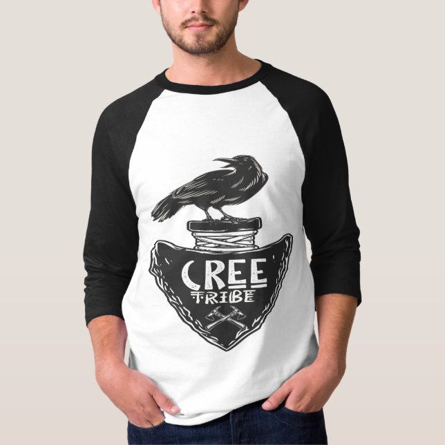 Cree tribe - Native American Raven Spirit T-Shirt (Front)