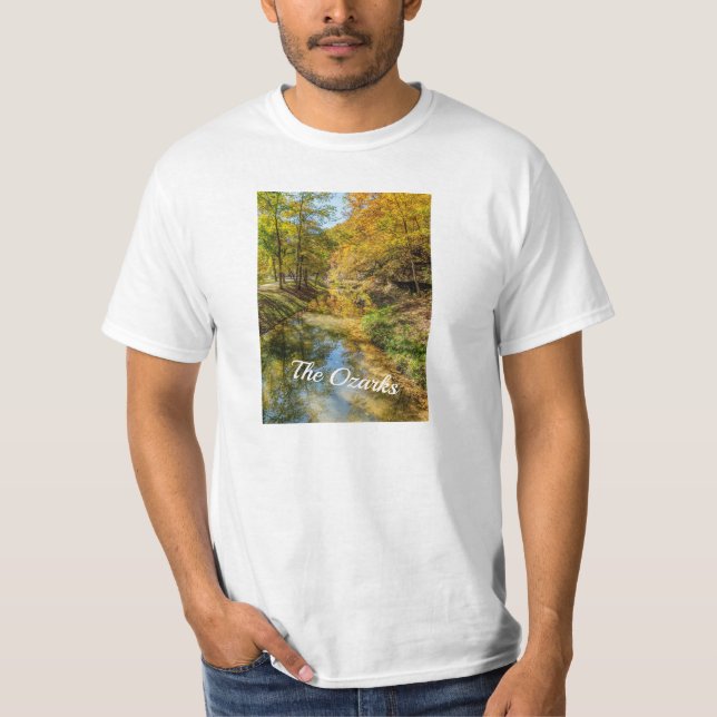 Creek Autumn Reflections Vertical T-Shirt (Front)