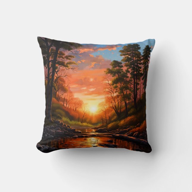 Creek Bank Sunrise Cushion (Front)