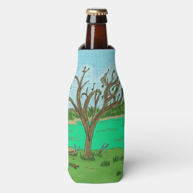 Creek with Tree Bottle Cosy Cooler (Bottle Front)