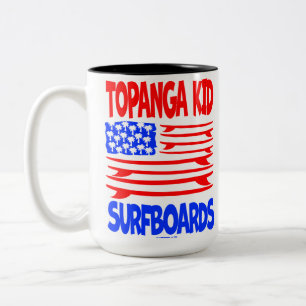Creekrat Cartoon Studios Topanga Kid Surfboard Art Two-Tone Coffee Mug