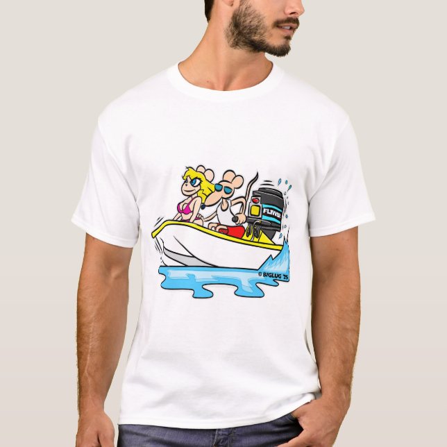 Creekrat Cartoons Flivver Fliver Boat Cartoon Art T-Shirt (Front)