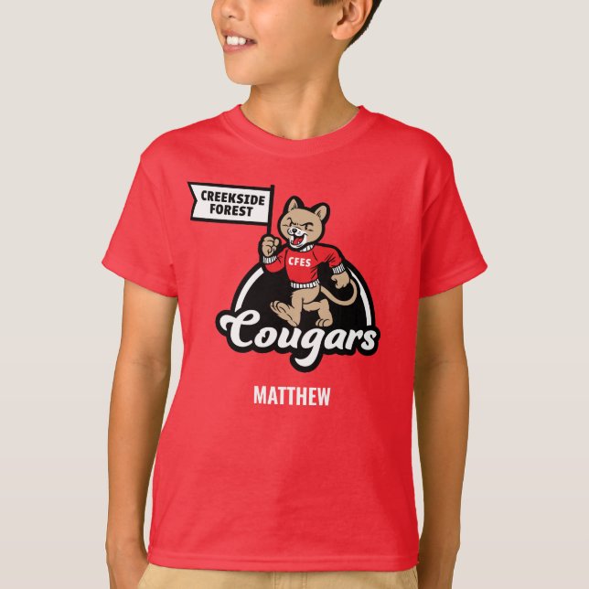Creekside Forest Elementary Cougar Mascot T-Shirt (Front)