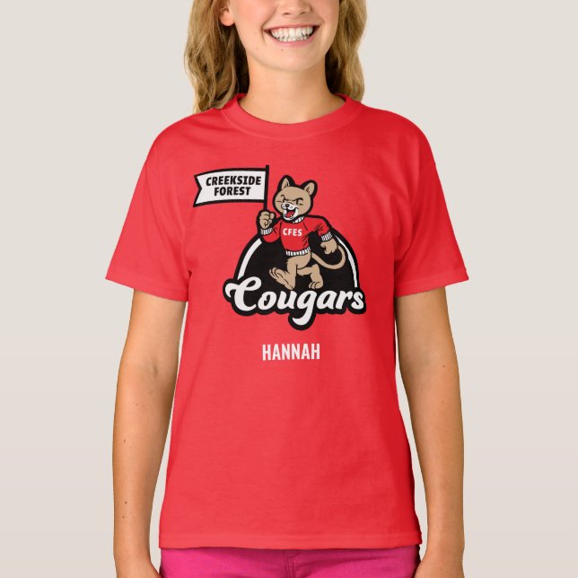 Creekside Forest Elementary Cougar Mascot T-Shirt (Front)