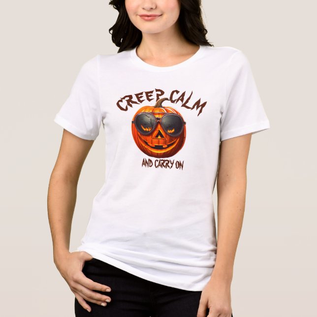 Creep Calm Halloween Pumpkin Monster Costume Tee (Front)