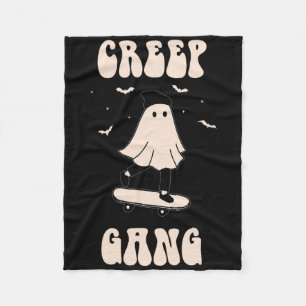Creep Gang Ghost Skateboard Funny Halloween Skateb Fleece Blanket