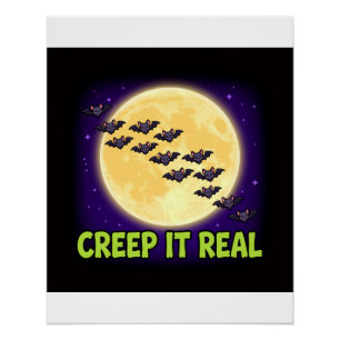 Creep It Real Bats Moon Halloween Poster