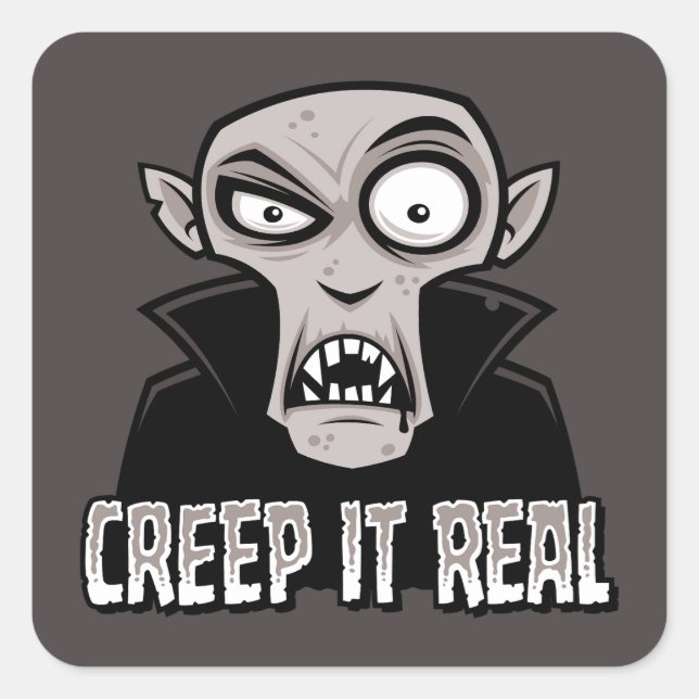 Creep It Real Classic Horror Vampire Design Square Sticker (Front)