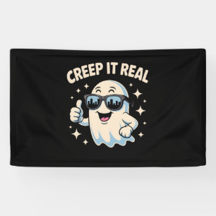 Creep It Real, Cute Halloween Ghost Banner