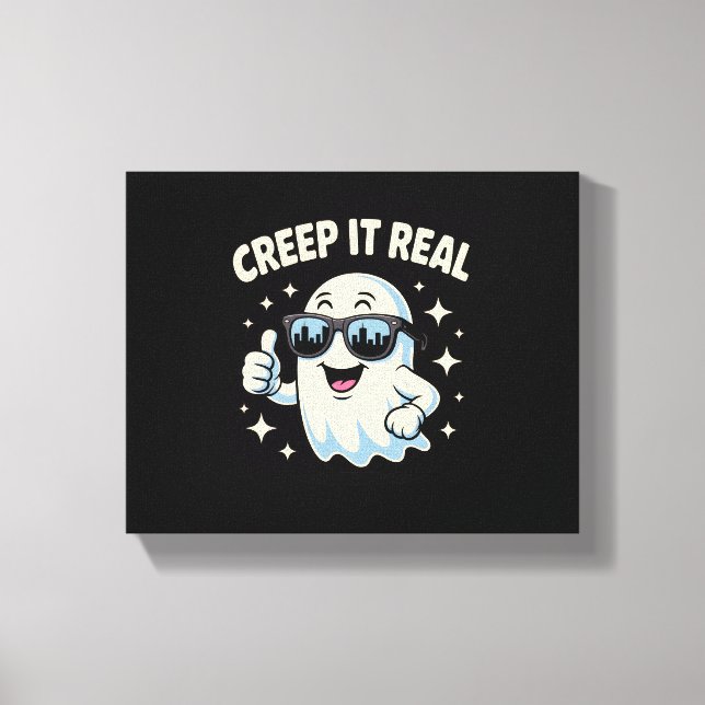 Creep It Real, Cute Halloween Ghost Canvas Print (Front)