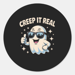 Creep It Real, Cute Halloween Ghost Classic Round Sticker