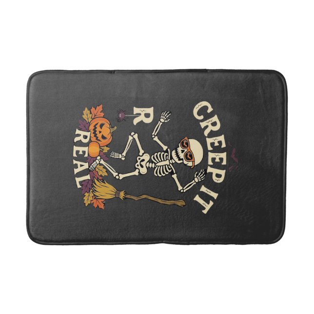 Creep It Real Dancing Skeleton Pumpkin Broom_1 Bath Mat (Front)