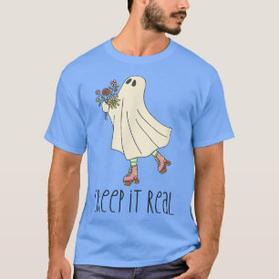 CREEP IT REAL Funny Halloween Ghost Roller Skating T-Shirt
