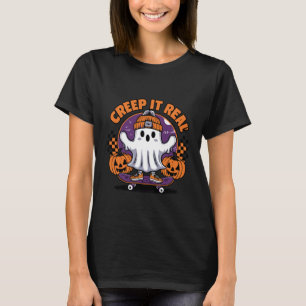 Creep It Real Funny Halloween Ghost Skate T-Shirt