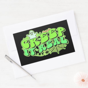 CREEP IT REAL  funny halloween  Rectangular Sticker