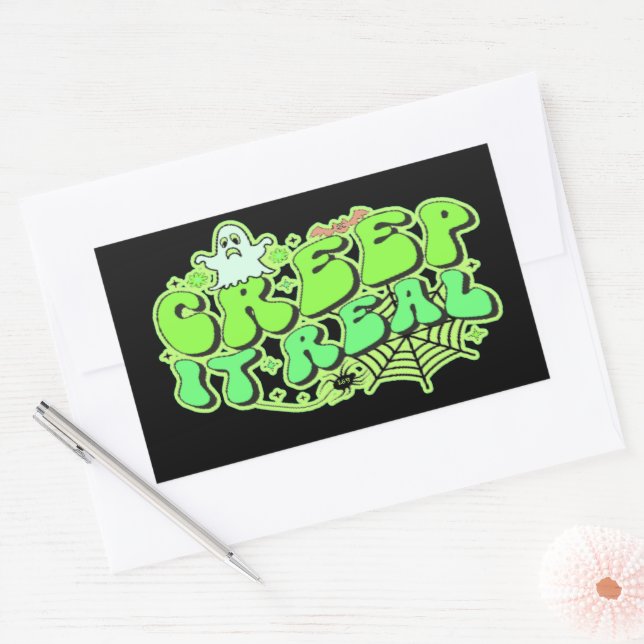 CREEP IT REAL  funny halloween  Rectangular Sticker (Envelope)