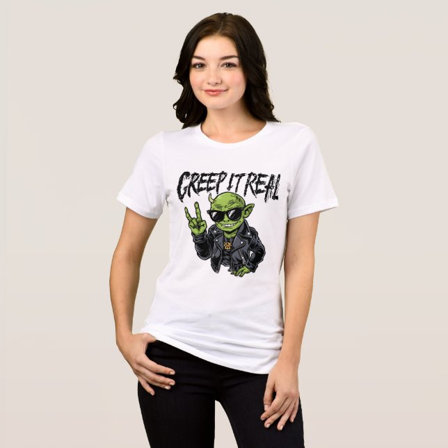 Creep It Real Funny Halloween Womens Tshirts (Front Full)