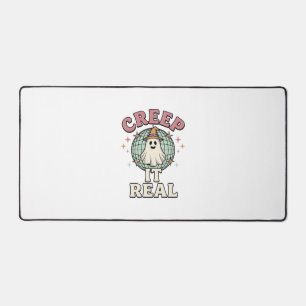 Creep It Real Ghost Disco Halloween Shirt Design_1 Desk Mat