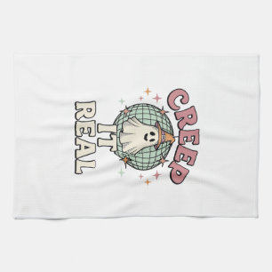 Creep It Real Ghost Disco Halloween Shirt Design_1 Tea Towel