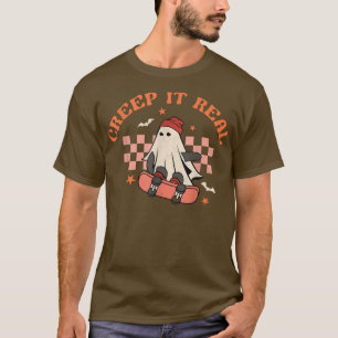 Creep It Real Groovy Retro Halloween Funny Ghost T T-Shirt