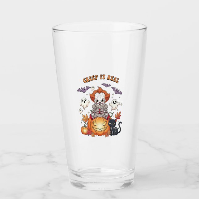 Creep It Real Halloween Clown Glass (Front)