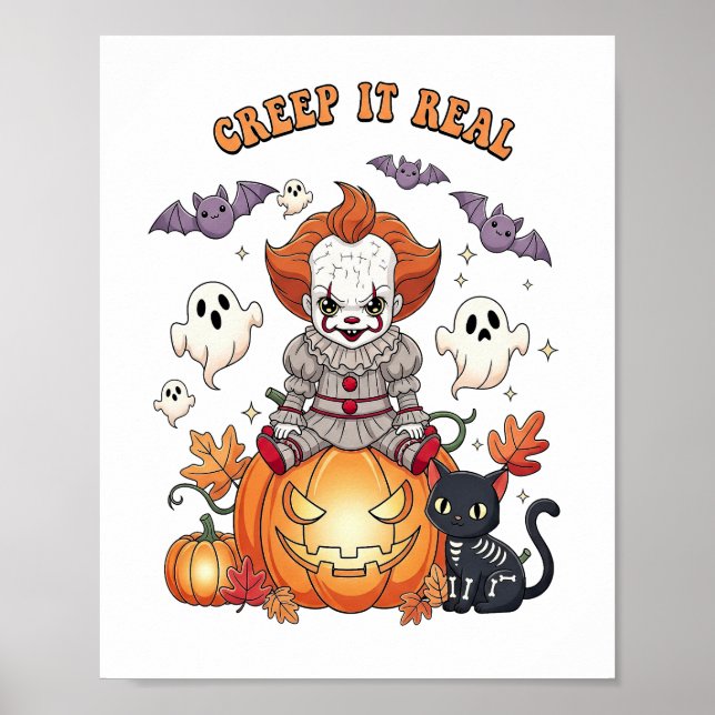 Creep It Real Halloween Clown Poster (Front)