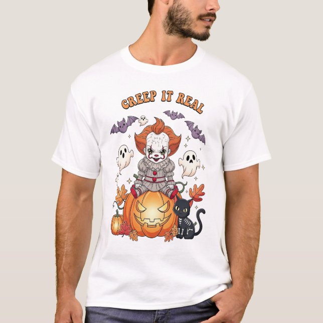 Creep It Real Halloween Clown T-Shirt (Front)