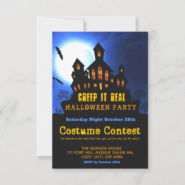 Creep It Real Halloween Costume Party smaller Invitation (Front)