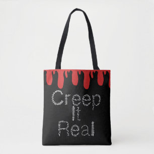 Creep it Real Hand Drawn Font Blood Halloween Tote Bag