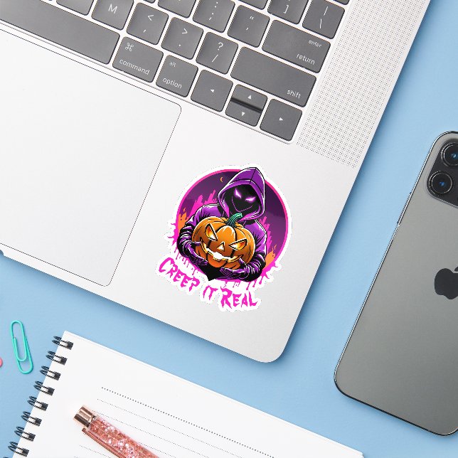 Creep it Real, Horror Halloween illustration (Laptop w/ iPhone)