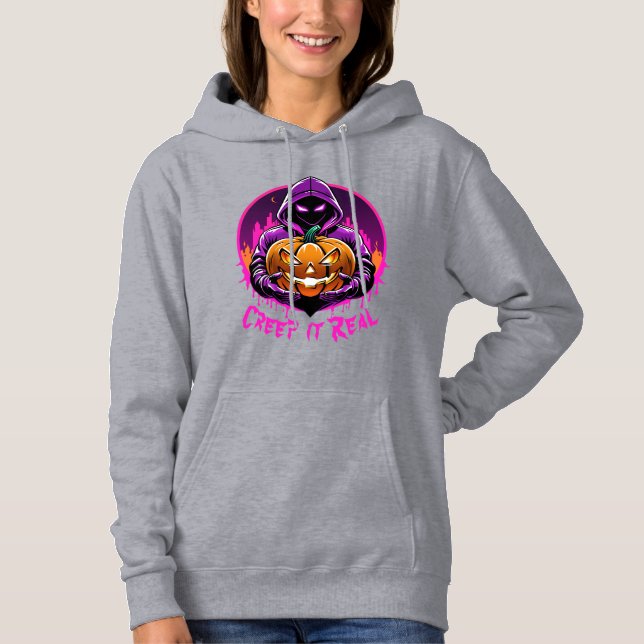 Creep it Real, Horror Halloween illustration Hoodie (Front)