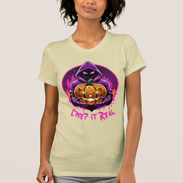 Creep it Real, Horror Halloween illustration T-Shirt (Front)