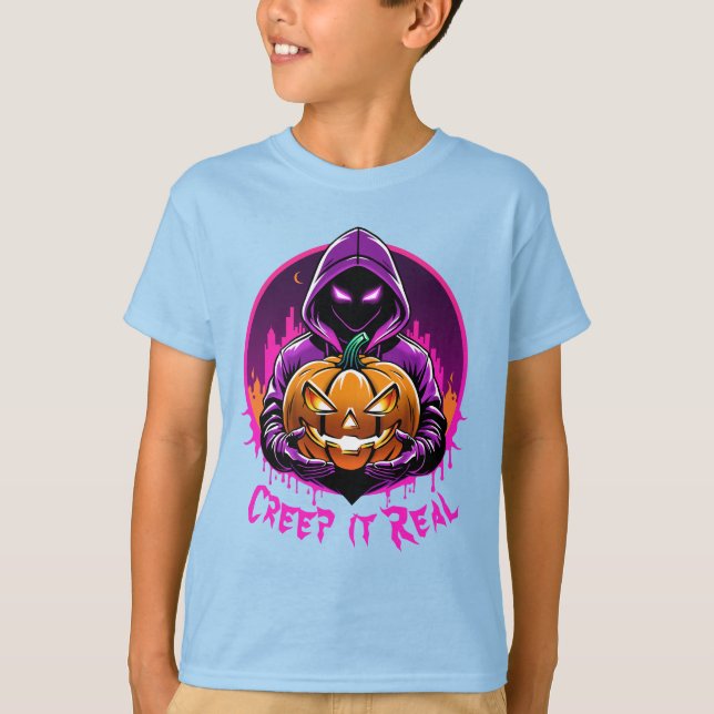 Creep it Real, Horror Halloween illustration T-Shirt (Front)