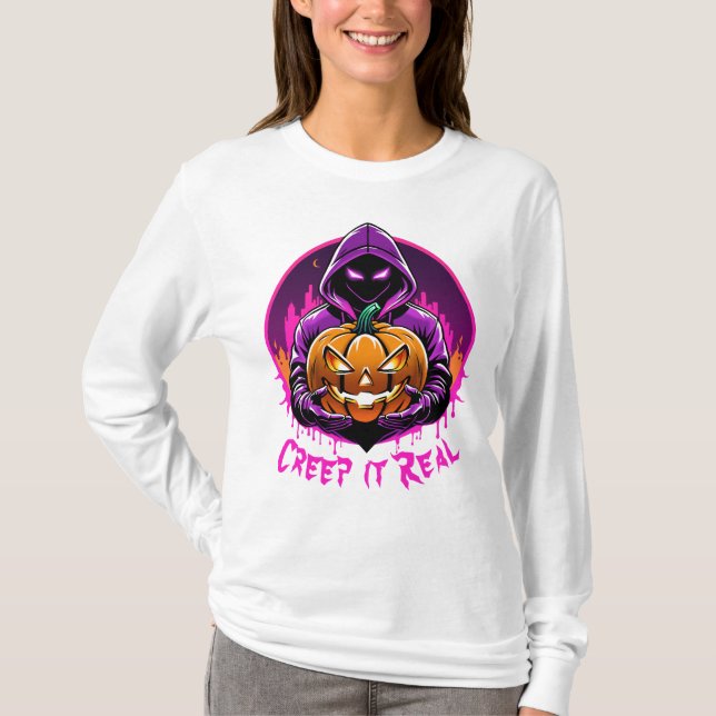 Creep it Real, Horror Halloween illustration T-Shirt (Front)