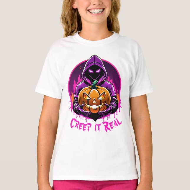 Creep it Real, Horror Halloween illustration T-Shirt (Front)