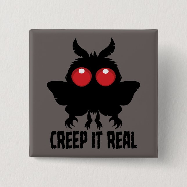 Creep It Real Mysterious Mothman Cryptid 15 Cm Square Badge (Front)