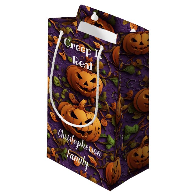 Creep It Real Pumpkin Small Gift Bag (Front Angled)