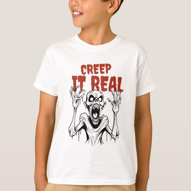 CREEP IT REAL: Retro Horror Aesthetic Halloween T-Shirt (Front)
