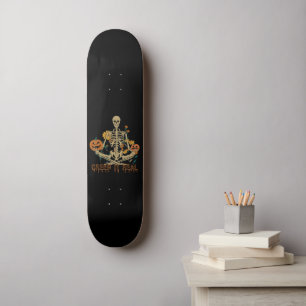 CREEP IT REAL scary Halloween skeleton pumpkin Skateboard