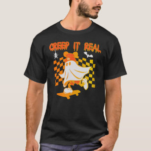 CREEP IT REAL Skateboarder Ghost Vintage Retro Hal T-Shirt