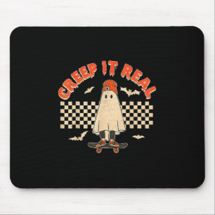 Creep It Real Skateboarding Ghost Retro Halloween Mouse Pad