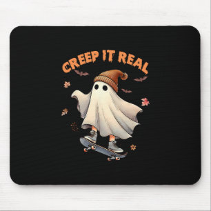Creep It Real Skateboarding Ghost Retro Halloween  Mouse Pad