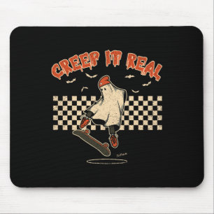 Creep It Real Skateboarding Ghost Retro Halloween Mouse Pad