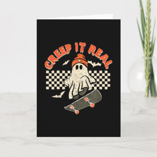 Creep It Real Skateboarding Retro Halloween Ghost  Card