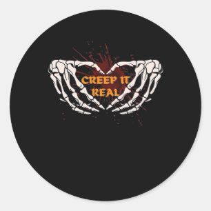 Creep It Real, Skeleton Hands Showing Heart Classic Round Sticker