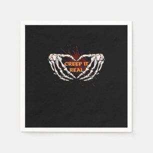 Creep It Real, Skeleton Hands Showing Heart Napkin