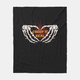 Creep It Real Skeleton Heart Hands Design Fleece Blanket