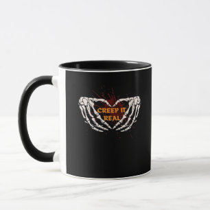 Creep It Real Skeleton Heart Hands Design Mug
