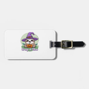 Creep It Slow � Cute Halloween Sloth Shirt with Pu Luggage Tag