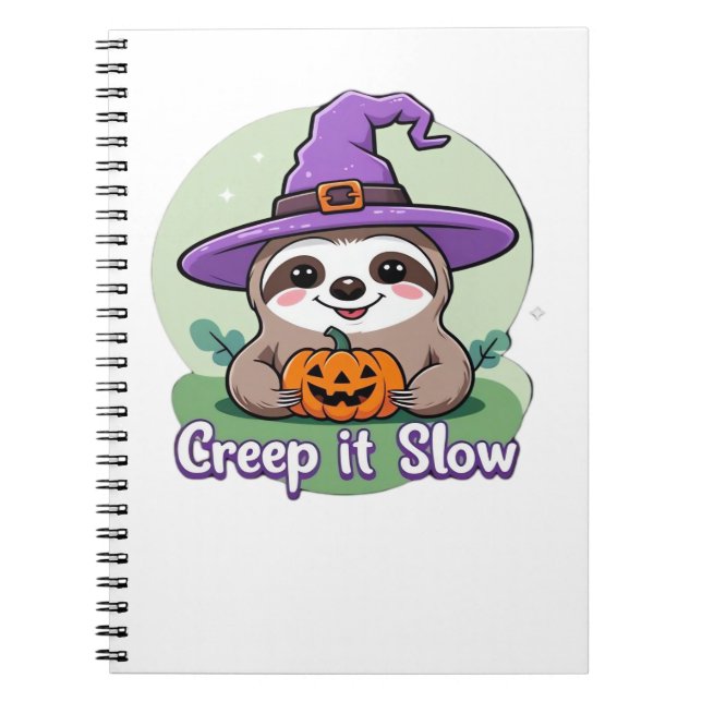 Creep It Slow � Cute Halloween Sloth Shirt with Pu Notebook (Front)